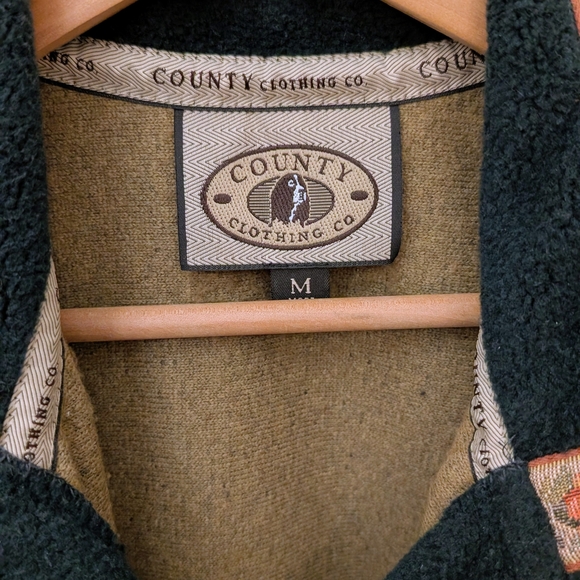 Vintage 90's Floral Trim Sleeveless Button Front Vest In Tan/Forest Green - Picture 9 of 10